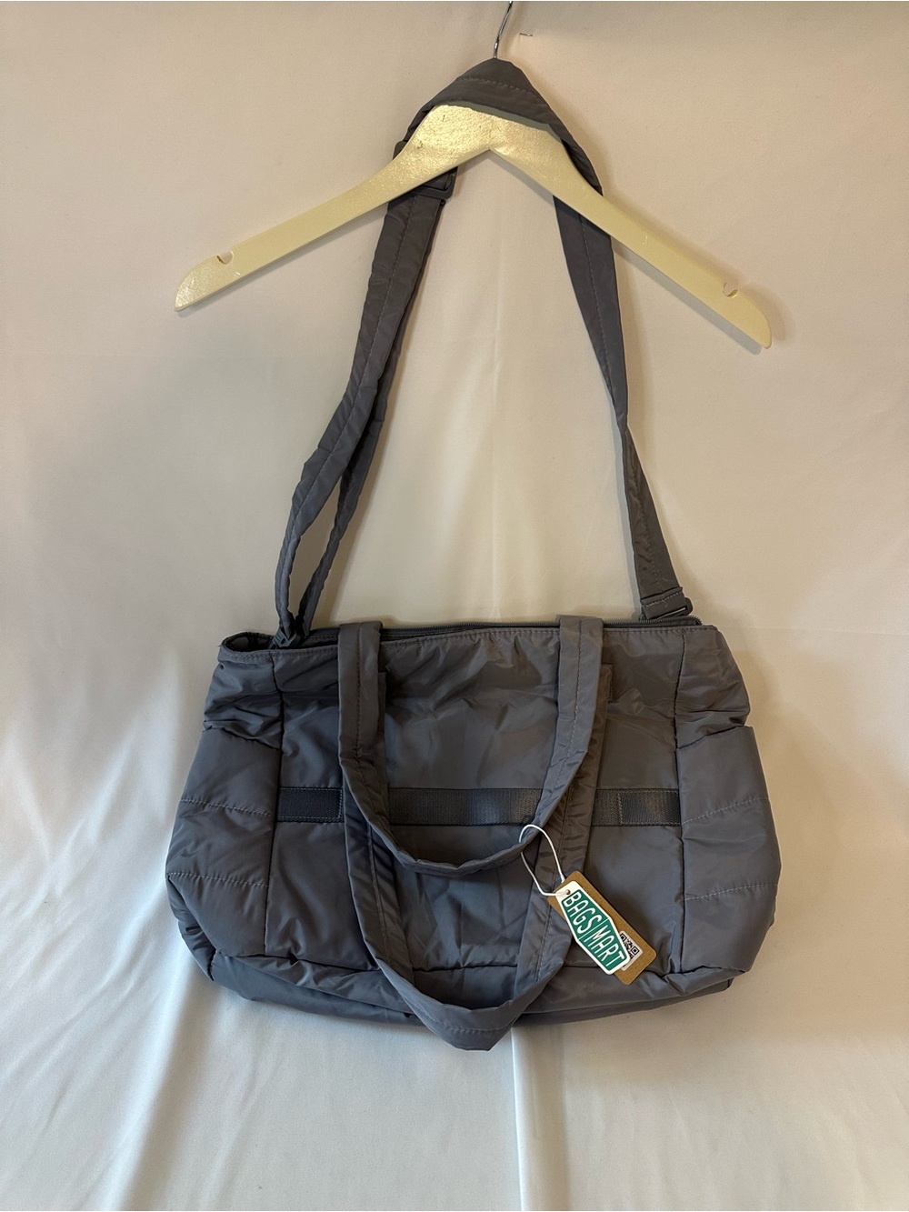BAGSMART Women’s Black Laptop Yoga Tote Bag With Zipper For Sports Travel Grey